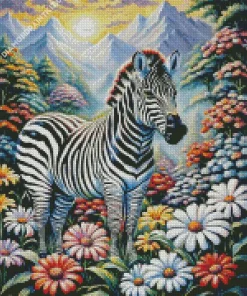 Aesthetic Flower Zebra Art Diamond Painting