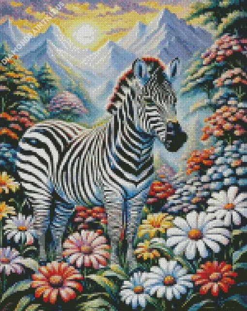 Aesthetic Flower Zebra Art Diamond Painting