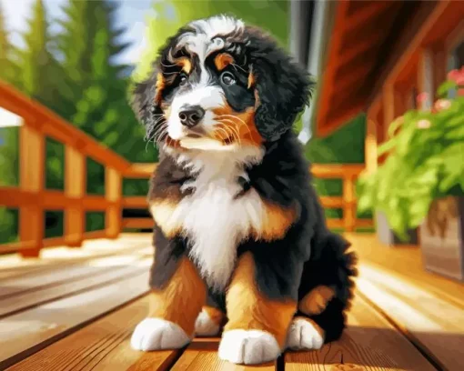 Bernedoodle Puppy Diamond Painting