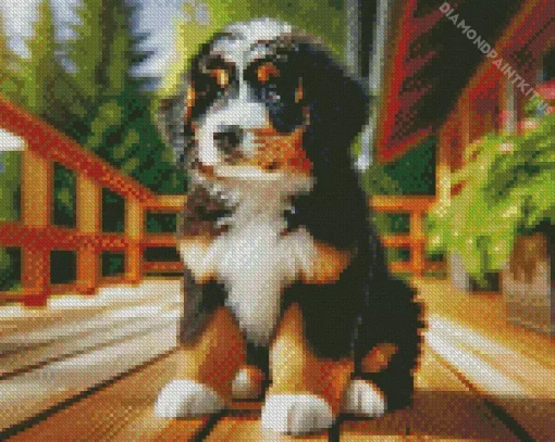 Bernedoodle Puppy Diamond Painting