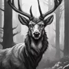 Black And White Deer Diamond Painting