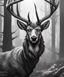 Black And White Deer Diamond Painting