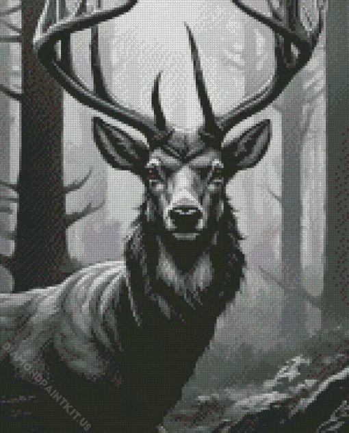 Black And White Deer Diamond Painting