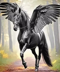 Black Horse With Wings Diamond Painting