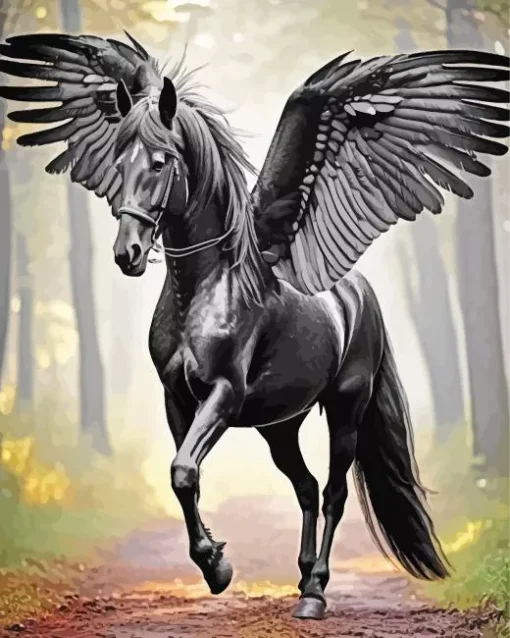 Black Horse With Wings Diamond Painting