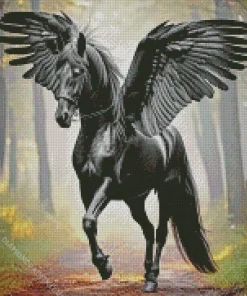 Black Horse With Wings Diamond Painting