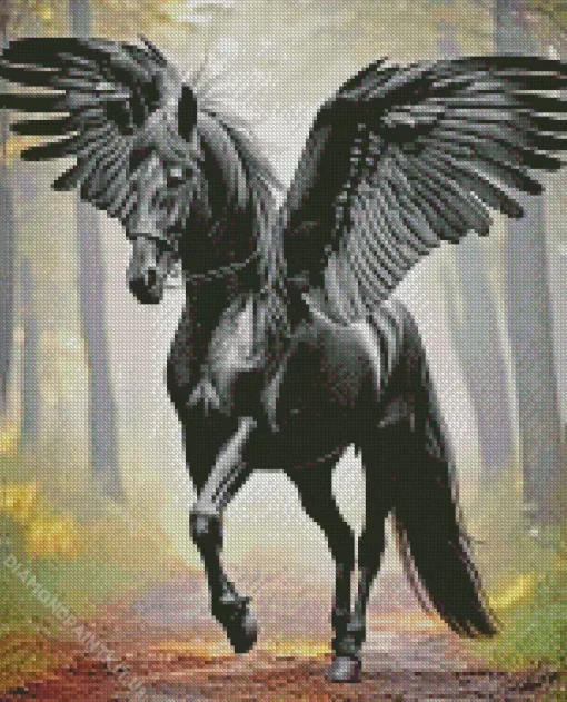 Black Horse With Wings Diamond Painting