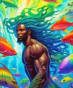 Black Merman Diamond Painting