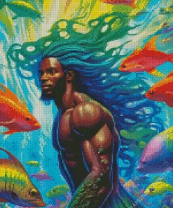 Black Merman Diamond Painting