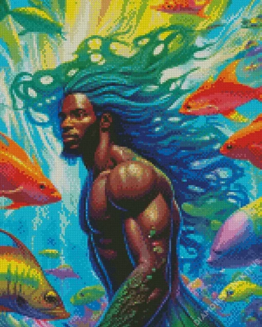 Black Merman Diamond Painting