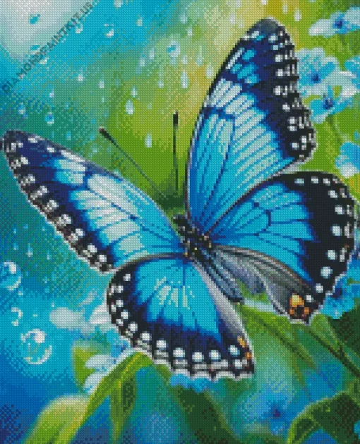 Blue and Black Monarch Butterfly Diamond Painting