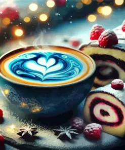 Blue Coffee And Sweets Diamond Painting