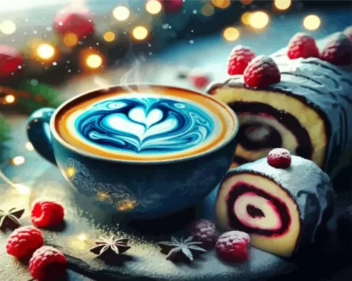 Blue Coffee And Sweets Diamond Painting