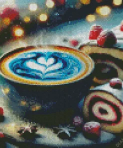 Blue Coffee And Sweets Diamond Painting