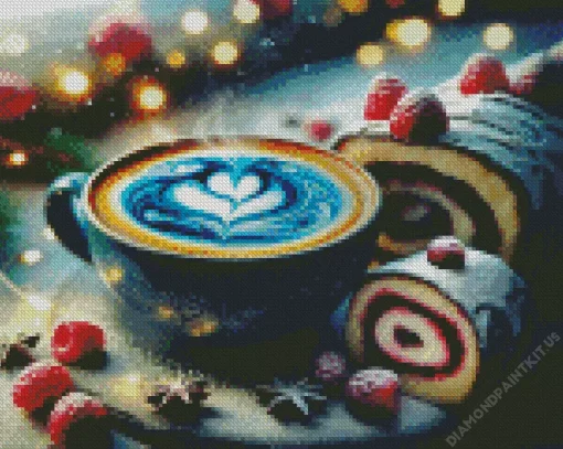 Blue Coffee And Sweets Diamond Painting