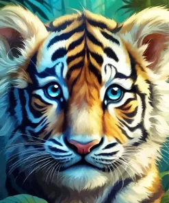 Blue Eyed Baby Tiger Diamond Painting