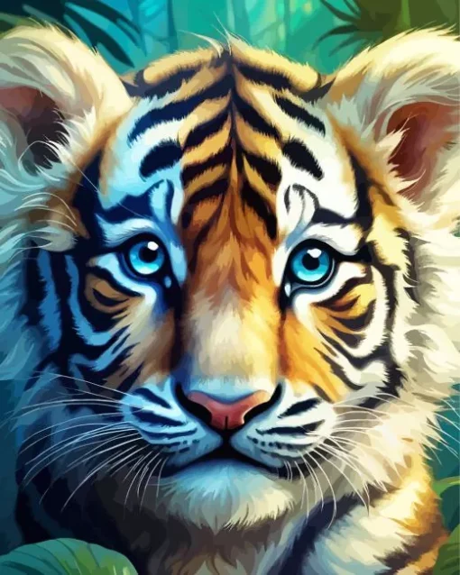 Blue Eyed Baby Tiger Diamond Painting