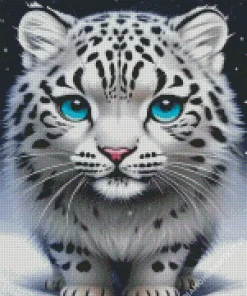 Blue Eyed Snow Leopard Diamond Painting