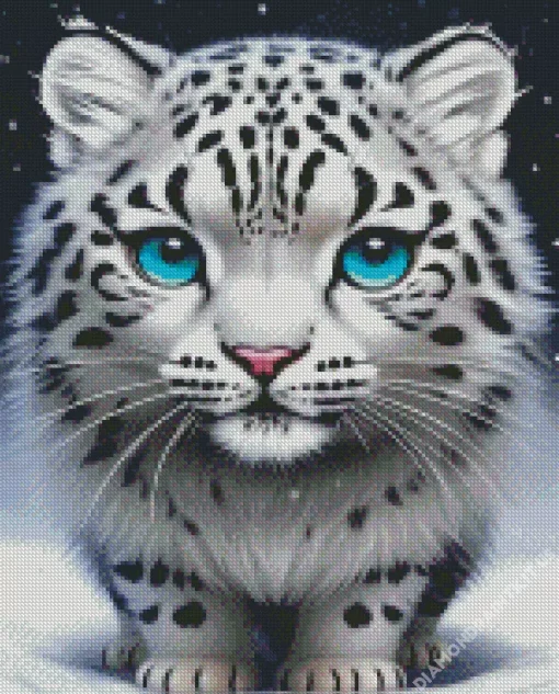 Blue Eyed Snow Leopard Diamond Painting