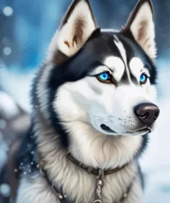 Blue Eyes Husky Diamond Painting