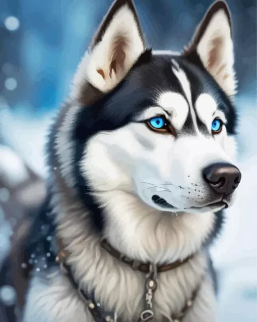 Blue Eyes Husky Diamond Painting