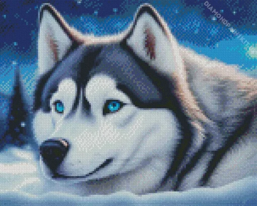 Blue Eyes Husky Dog Diamond Painting