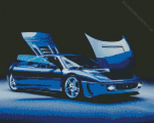 Blue Ferrari Car Diamond Painting