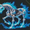 Blue Fire Horse Skeleton Diamond Painting