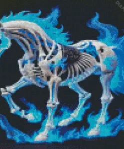 Blue Fire Horse Skeleton Diamond Painting