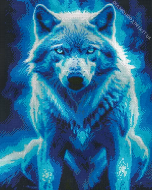 Blue Flame Wolf Diamond Painting