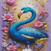 Blue Flamingo And Flowers Diamond Painting