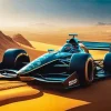 Blue Formula 1 Car In Desert Diamond Painting