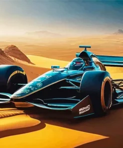 Blue Formula 1 Car In Desert Diamond Painting