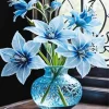 Blue Glass Flower Vase Diamond Painting