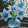 Blue Glass Flower Vase Diamond Painting