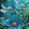 Blue Glass Flowers Diamond Painting