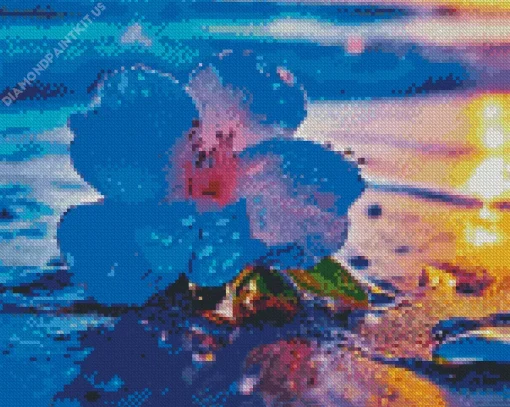 Blue Hawaiian Flower Diamond Painting