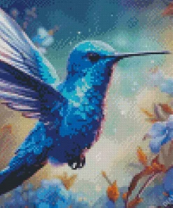 Blue Hummingbird Diamond Painting