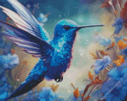 Blue Hummingbird Diamond Painting