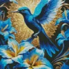 Blue Hummingbird On Flowers Diamond Painting