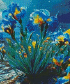 Blue Iris Flowering Plants Diamond Painting