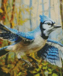 Blue Jay Bird Flying Diamond Painting