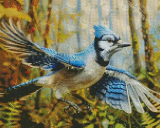 Blue Jay Bird Flying Diamond Painting