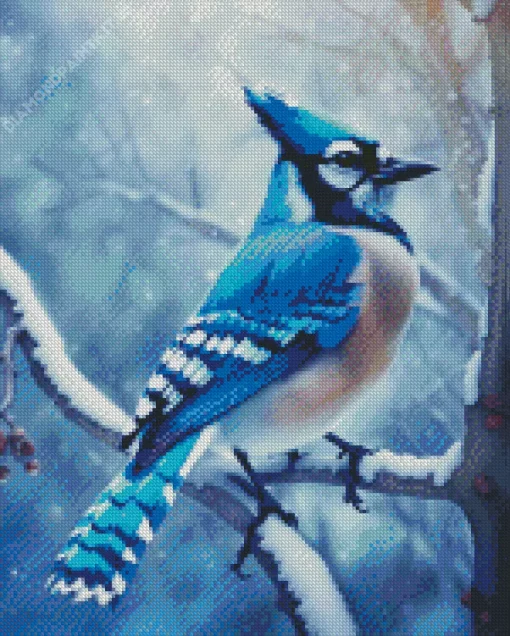 Blue Jay In Snow Diamond Painting