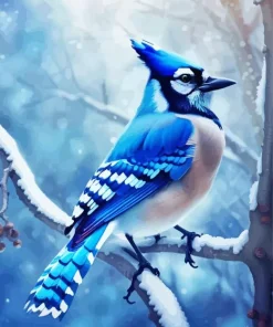 Blue Jay In Snow Diamond Painting