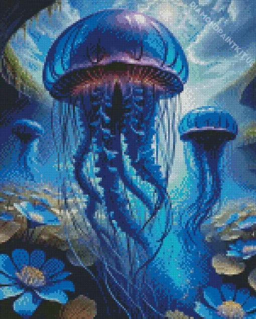 Blue Jellyfish Diamond Painting