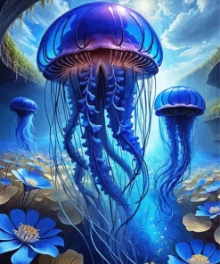 Blue Jellyfish Diamond Painting