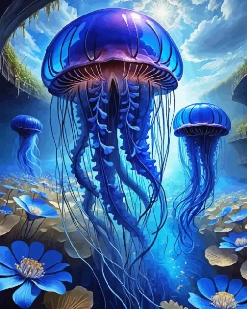 Blue Jellyfish Diamond Painting