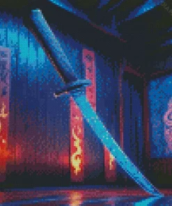 Blue Katana Diamond Painting