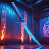 Blue Katana Diamond Painting